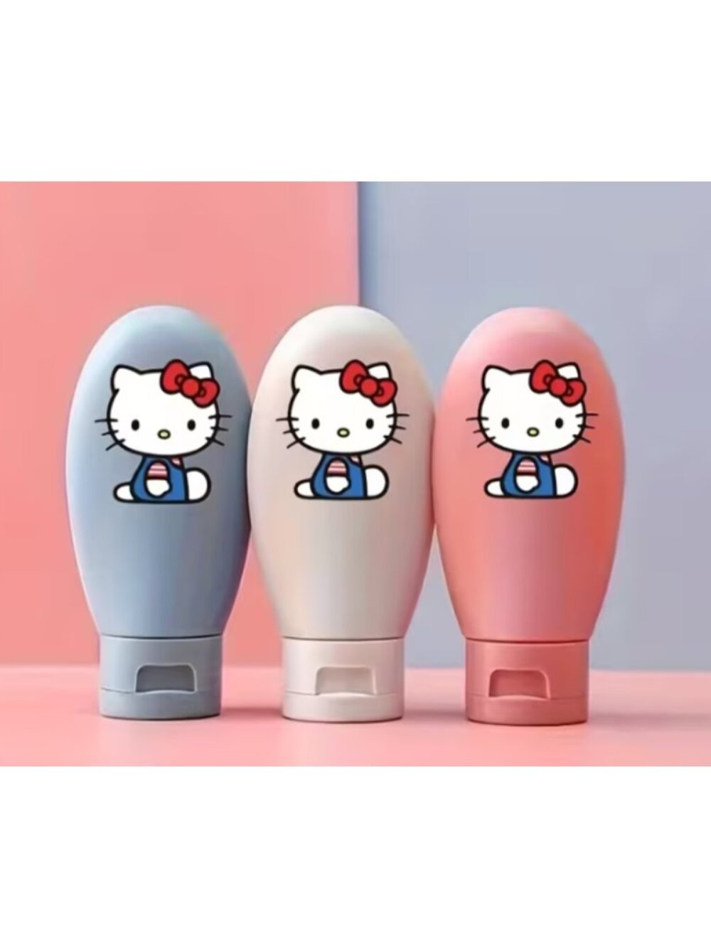Hello Kitty 3 Pc Travel Toiletry Bottle Set Refillable Leak‑Proof Squeeze